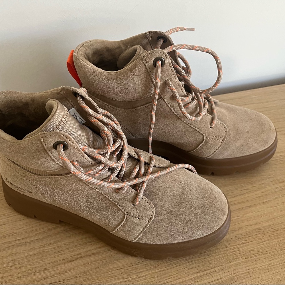 Koolaburra by UGG Tan Suede Ankle Boots with Orange-Accent Laces
